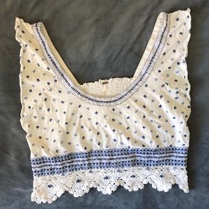Free People Crocheted Embroidered Crop Top